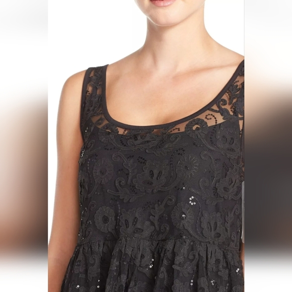 French Connection embellished mesh midi dress black with slip size 4 - Picture 3 of 11